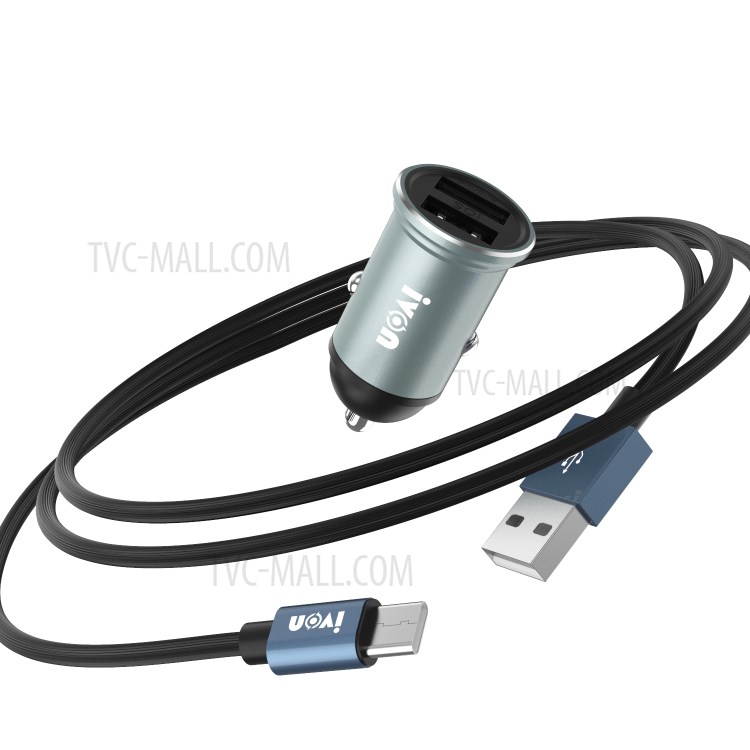 IVON CC37 3.1A Dual USB Fast Charging Car Charger with Cable for iOS Android-7