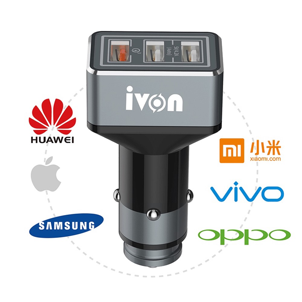 IVON CC36 5V 4.2A + QC3.0 3 USB Fast Charging Cigarette Lighter Car Charger Adapter-2