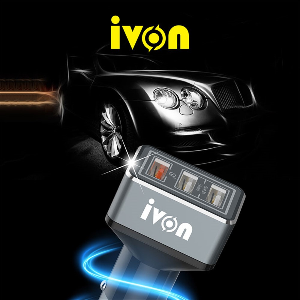 IVON CC36 5V 4.2A + QC3.0 3 USB Fast Charging Cigarette Lighter Car Charger Adapter-4