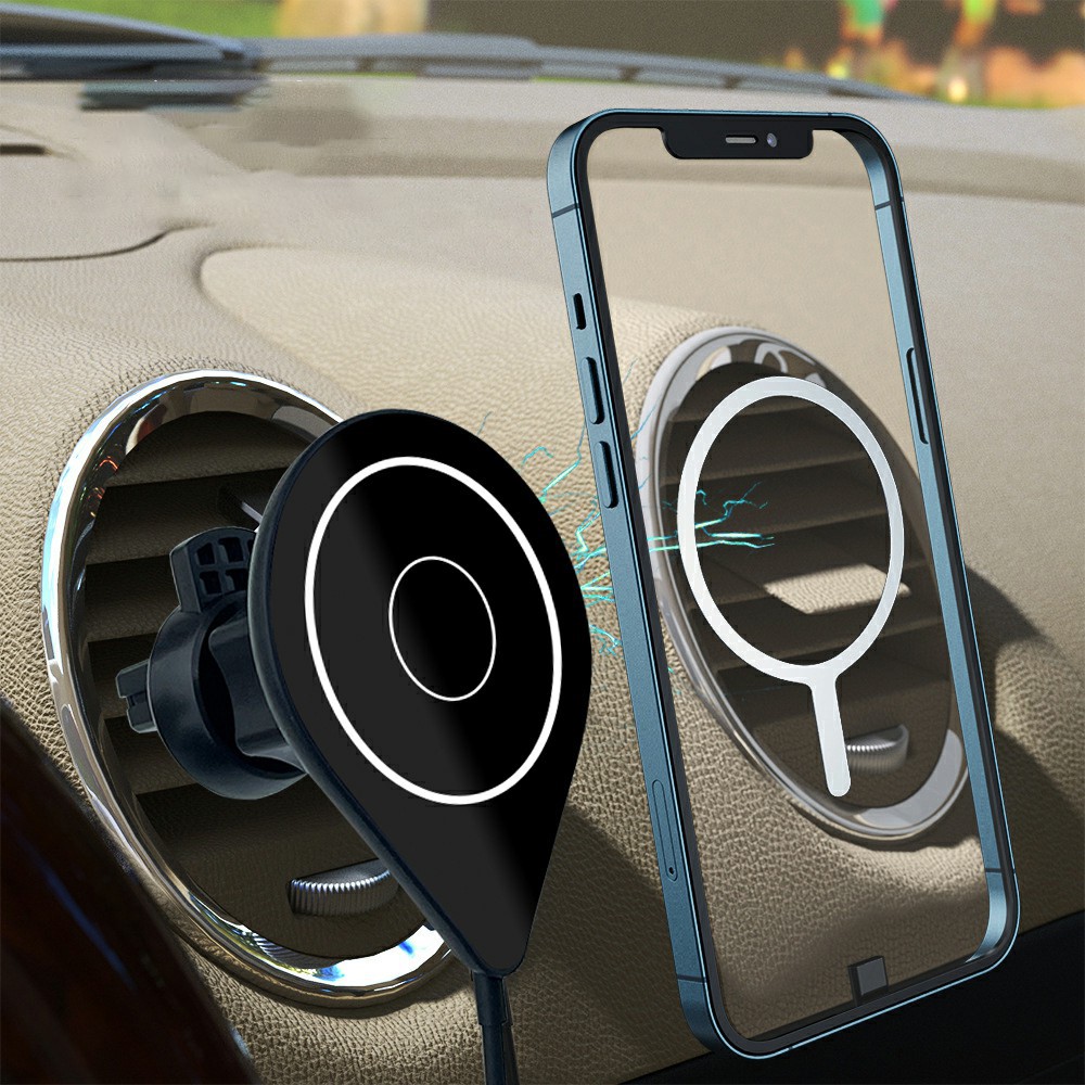 C15 15W Car Magnetic Wireless Charger Air Vent Mount Phone Fast Charging Stand for iPhone 13/12 Series-6