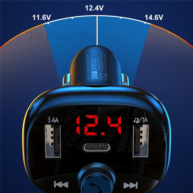 KUULAA KL-CD44 Dual USB Type-C PD 20W Car Charger FM Bluetooth MP3 Music Player Phone Fast Charging Adapter-7