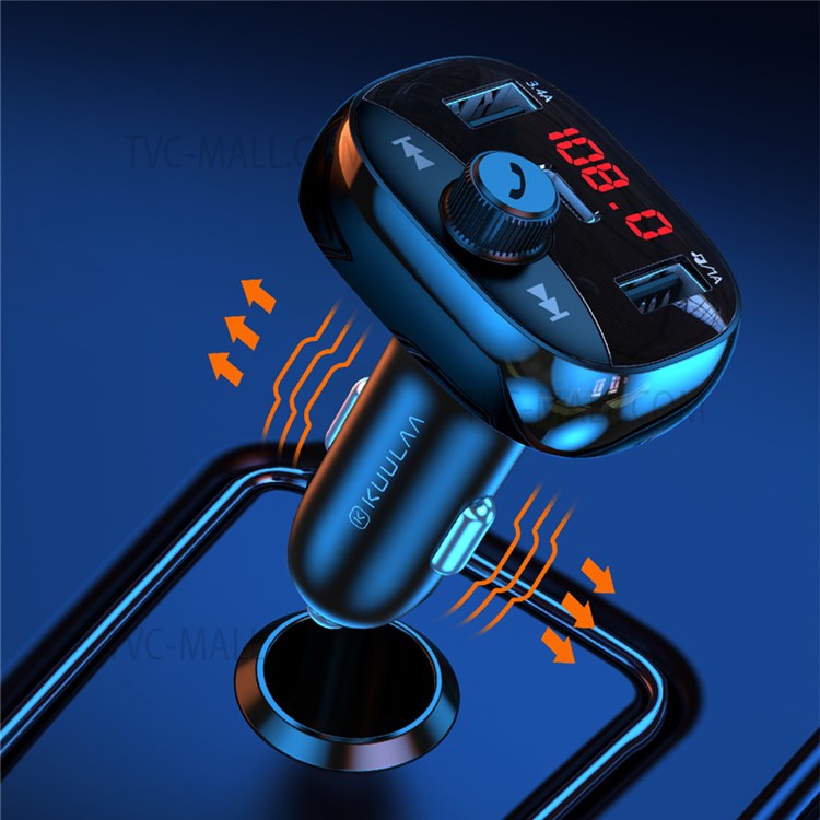KUULAA KL-CD44 Dual USB Type-C PD 20W Car Charger FM Bluetooth MP3 Music Player Phone Fast Charging Adapter-9