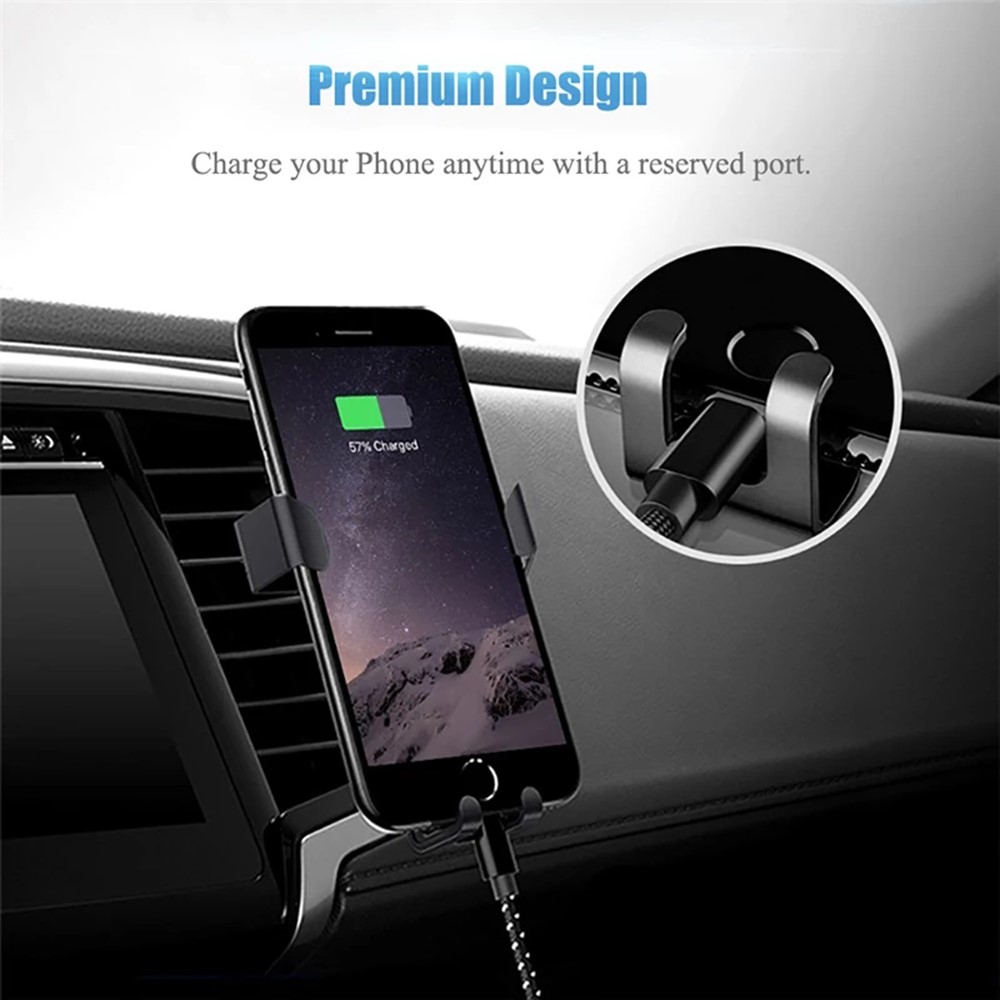 V-MMS Car Air Outlet Mount Gravity Phone Holder Y-Shape Air Vent Cellphone Bracket - Black-3
