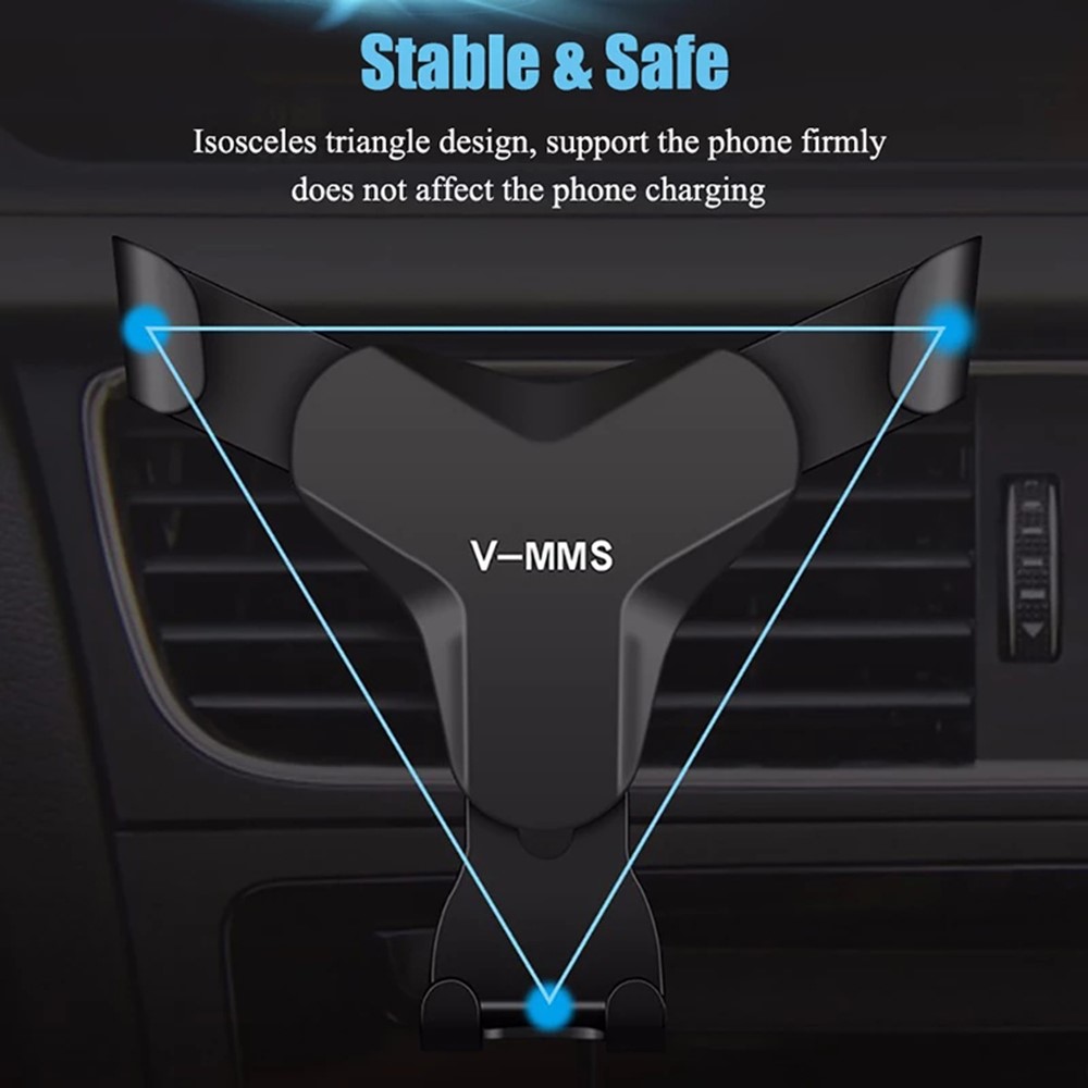 V-MMS Car Air Outlet Mount Gravity Phone Holder Y-Shape Air Vent Cellphone Bracket - Black-4