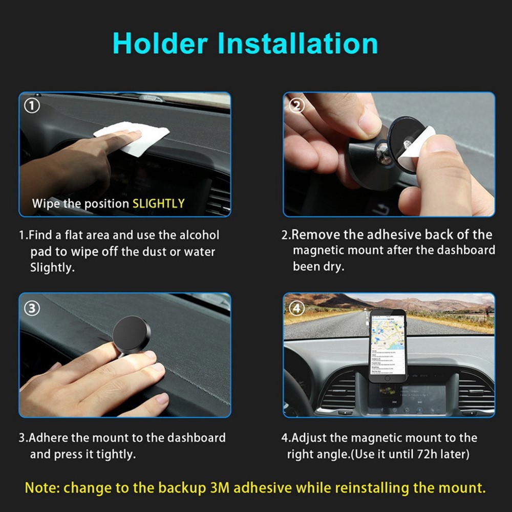 Magnetic Car Dashboard Phone Holder Magnet Mount Mobile Phone Stand GPS Support - Black-8
