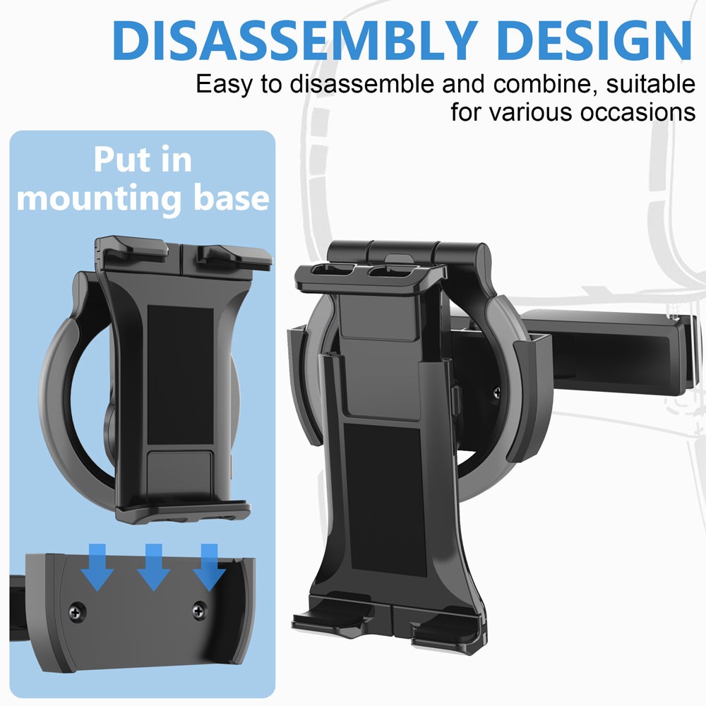 PB-47C Universal Car Tablet Holder Headrest Mount for 5" - 12.9" Phones Tablets, 360 Degree Rotating Stand-6