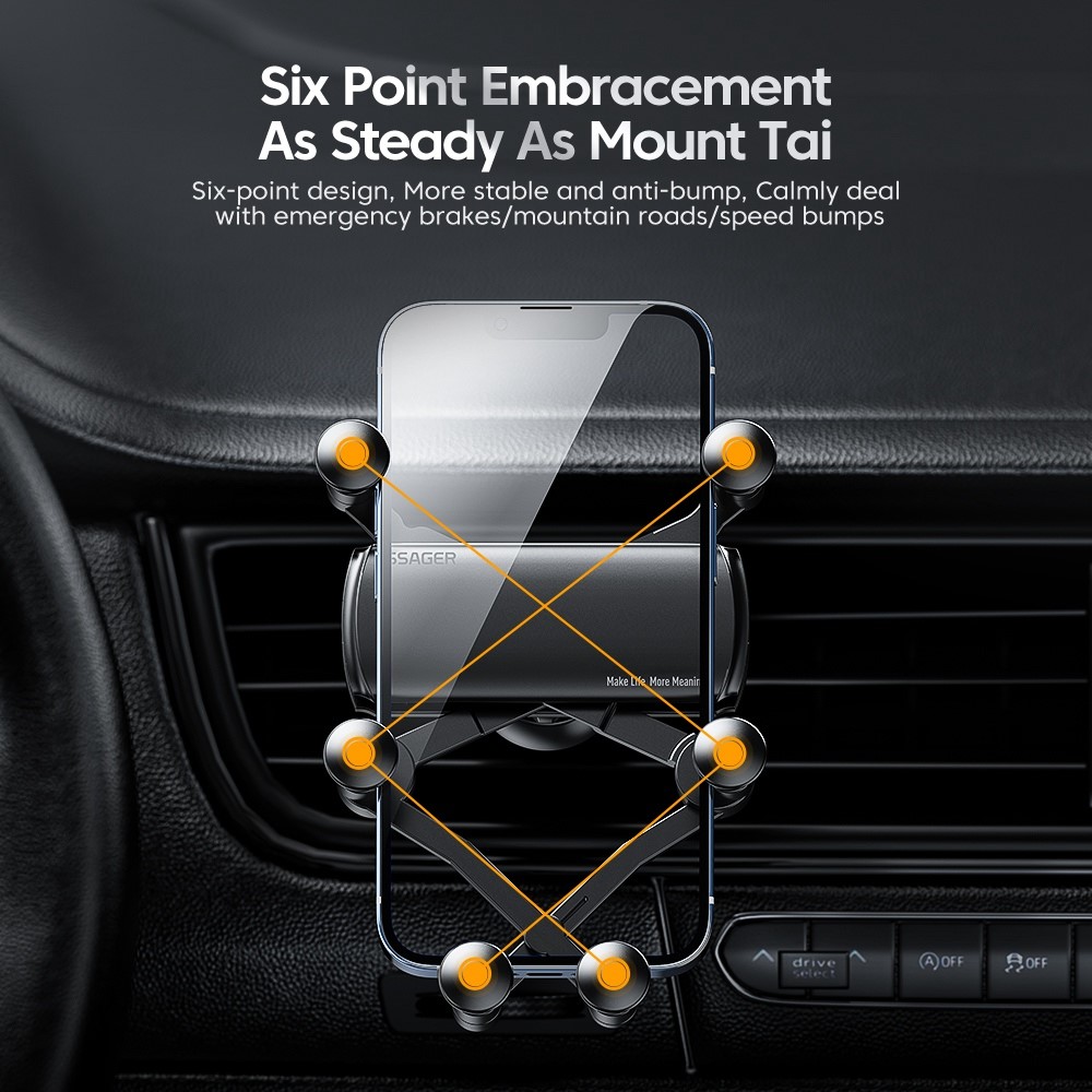 ESSAGER TURUI Series Car Gravity Air Vent Phone Holder 360-degree Rotating Phone Mount Stand Compatible with 4.7-6.7 inch Mobile Phone-3