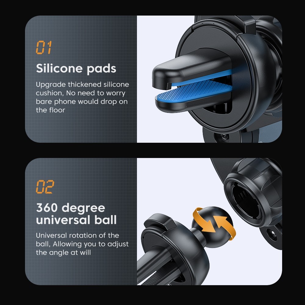 ESSAGER TURUI Series Car Gravity Air Vent Phone Holder 360-degree Rotating Phone Mount Stand Compatible with 4.7-6.7 inch Mobile Phone-7