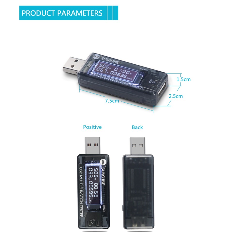 SUNSHINE SS-302A USB Intelligent Digital Display Detector (QC4.0)-7