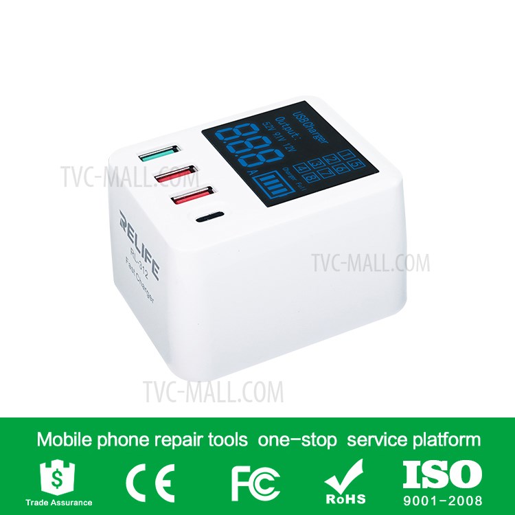 Relife RL-312 Display Digital Inteligente Carregador Rápido - Plugue AU-6