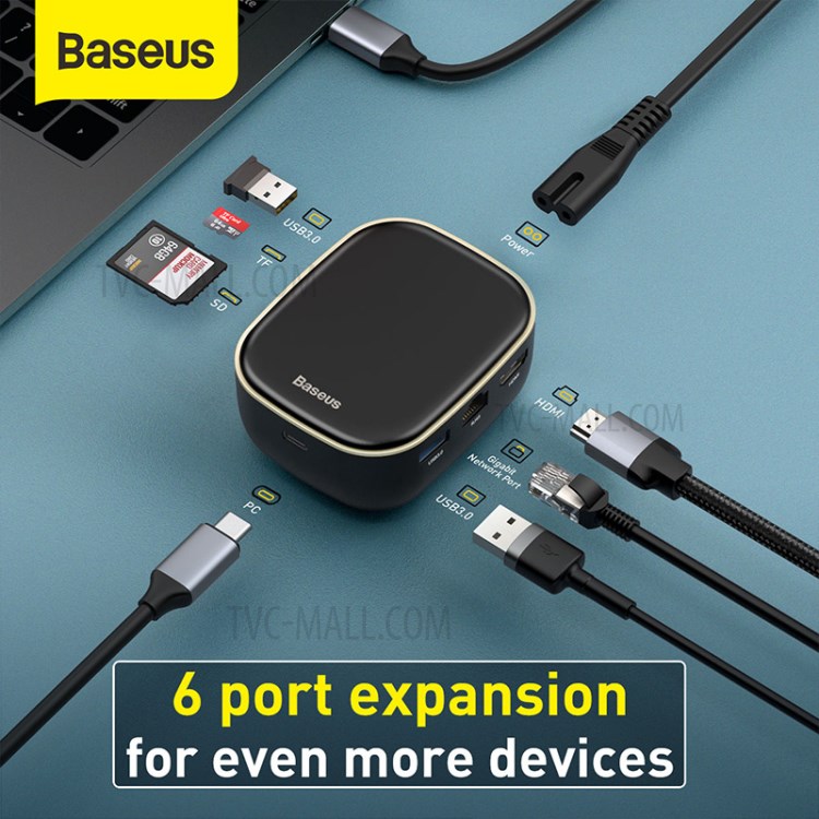 BASEUS Type-C HUB AC Multi-function Charger EU Plug - Black-5