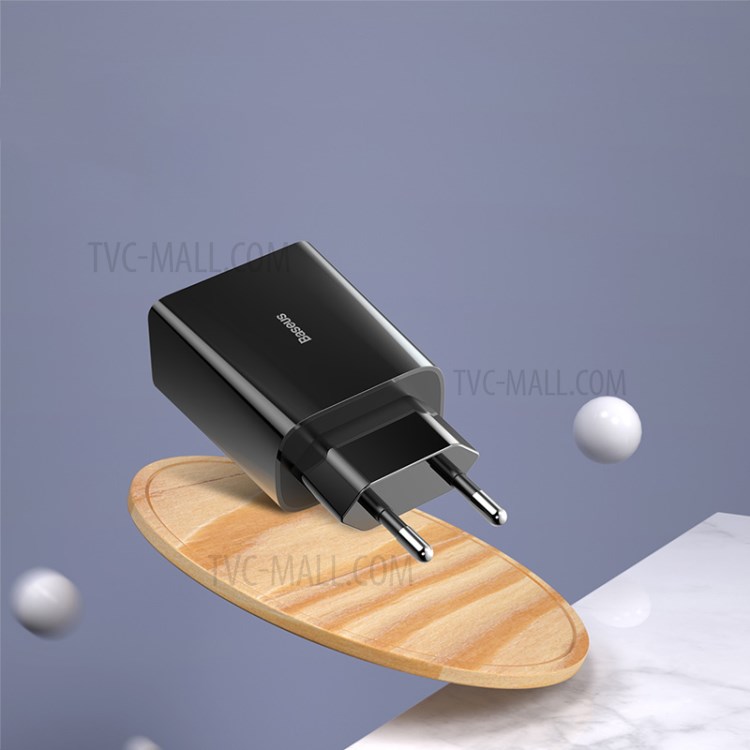 BASEUS QC Fast Charger 18W Travel Dual-USB Wall Charger Adapter EU Plug - Black-2