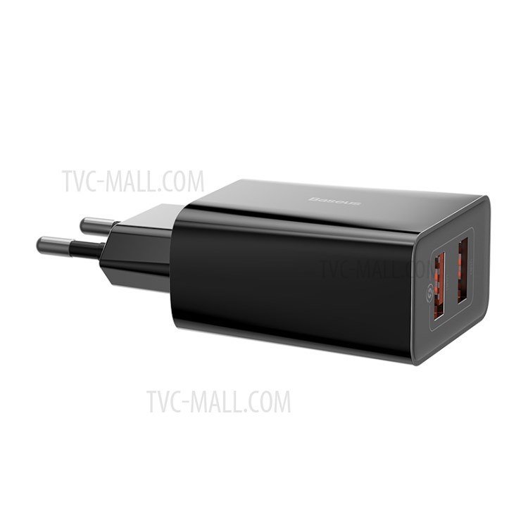 BASEUS QC Fast Charger 18W Travel Dual-USB Wall Charger Adapter EU Plug - Black-9