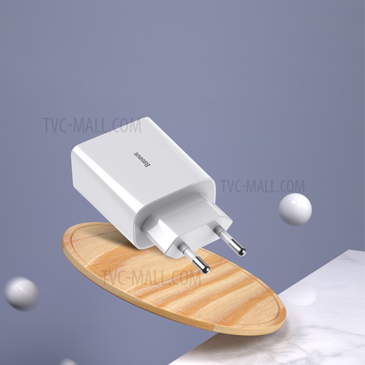 BASEUS QC Carregador Rápido 18W Viagem Carregador De Parede Dupla Usb Adaptador De Ficha UE - Branco-2