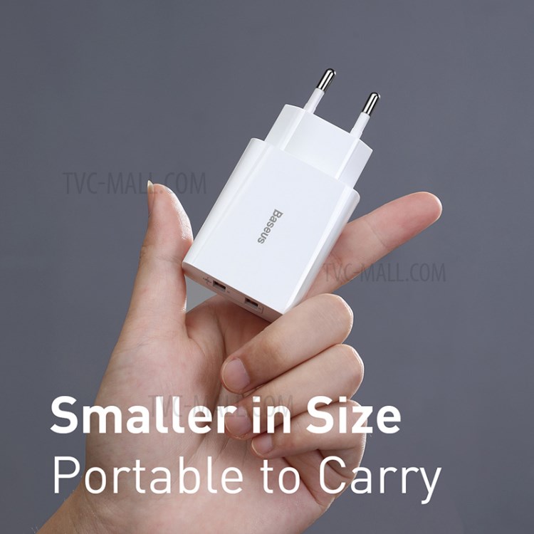 BASEUS QC Carregador Rápido 18W Viagem Carregador De Parede Dupla Usb Adaptador De Ficha UE - Branco-6
