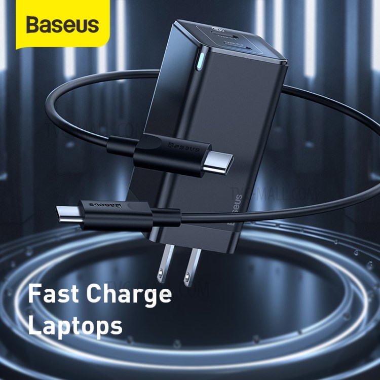 BASEUS GaN2 Quick Charge Type-C + Type-C Dual-port 45W Quick Charger, US Plug - Black-5