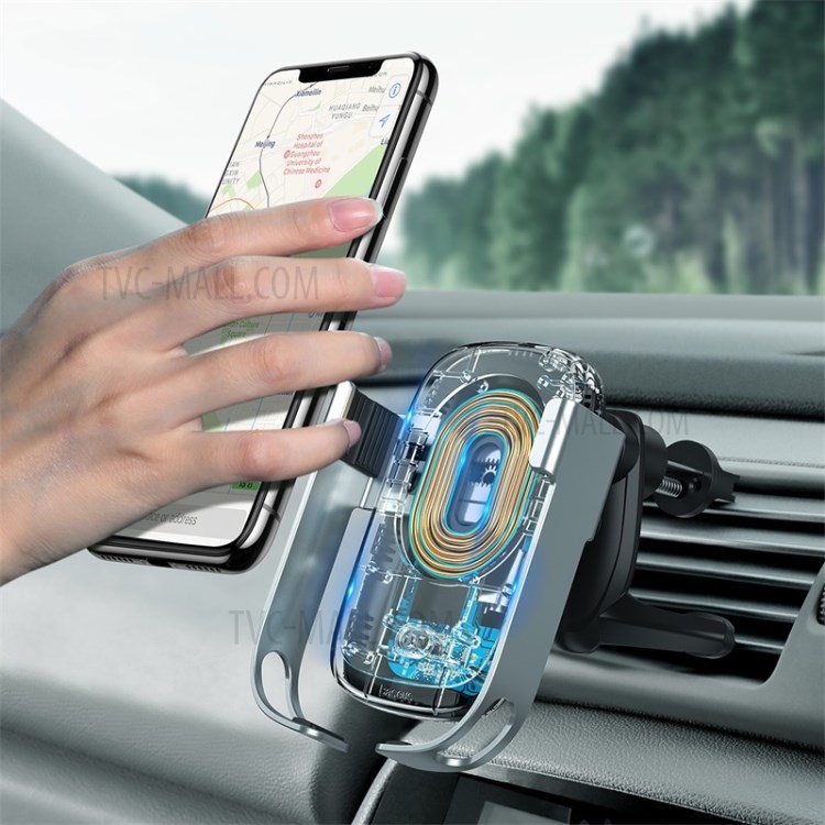 BASEUS Rock-solid Electric Holder Wireless Charger Kit - Silver-2