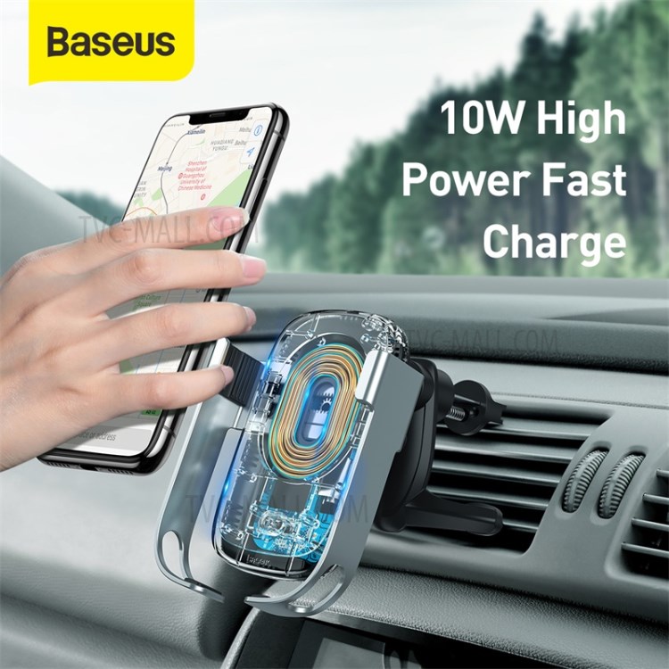 BASEUS Rock-solid Electric Holder Wireless Charger Kit - Silver-6