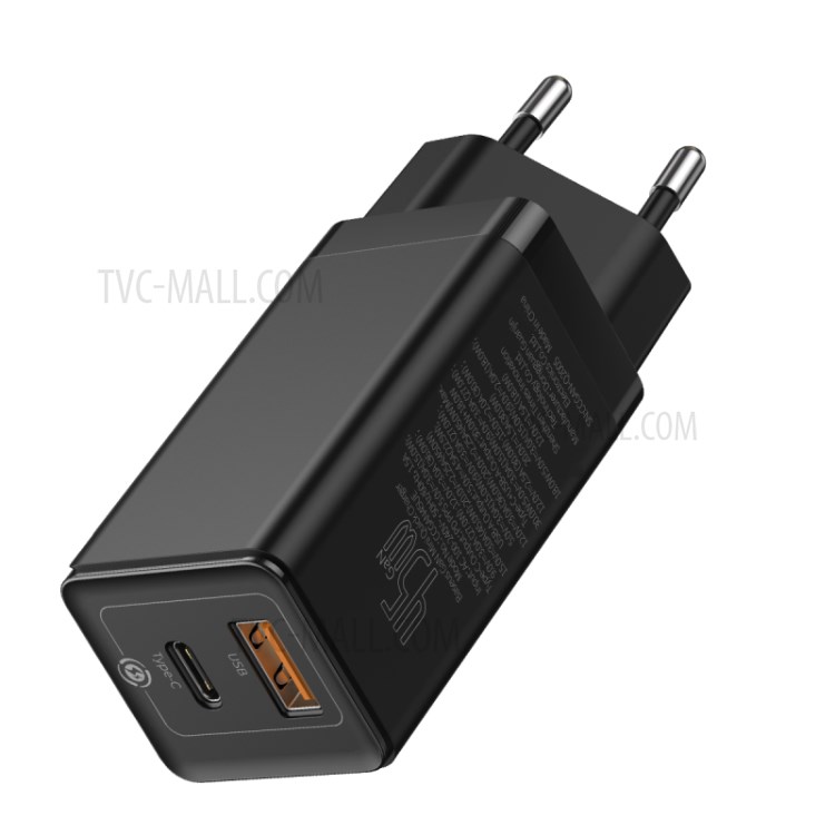 BASEUS GaN2 Quick Charge Type-C + USB Dual-port 45W Quick Charger, EU Plug - Black-10