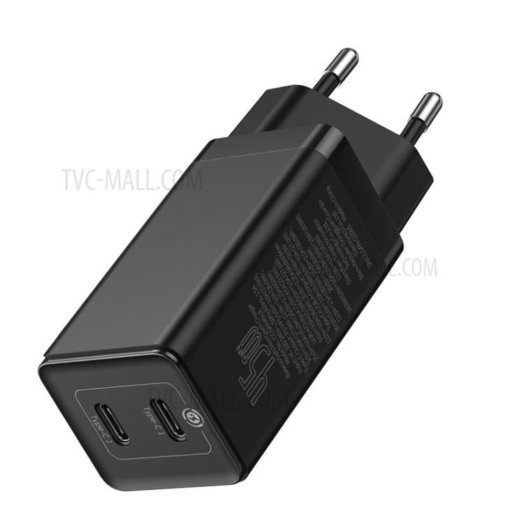 BASEUS GaN2 Quick Charge Type-C + Type-C Dual-port 45W Quick Charger, EU Plug - Black-14