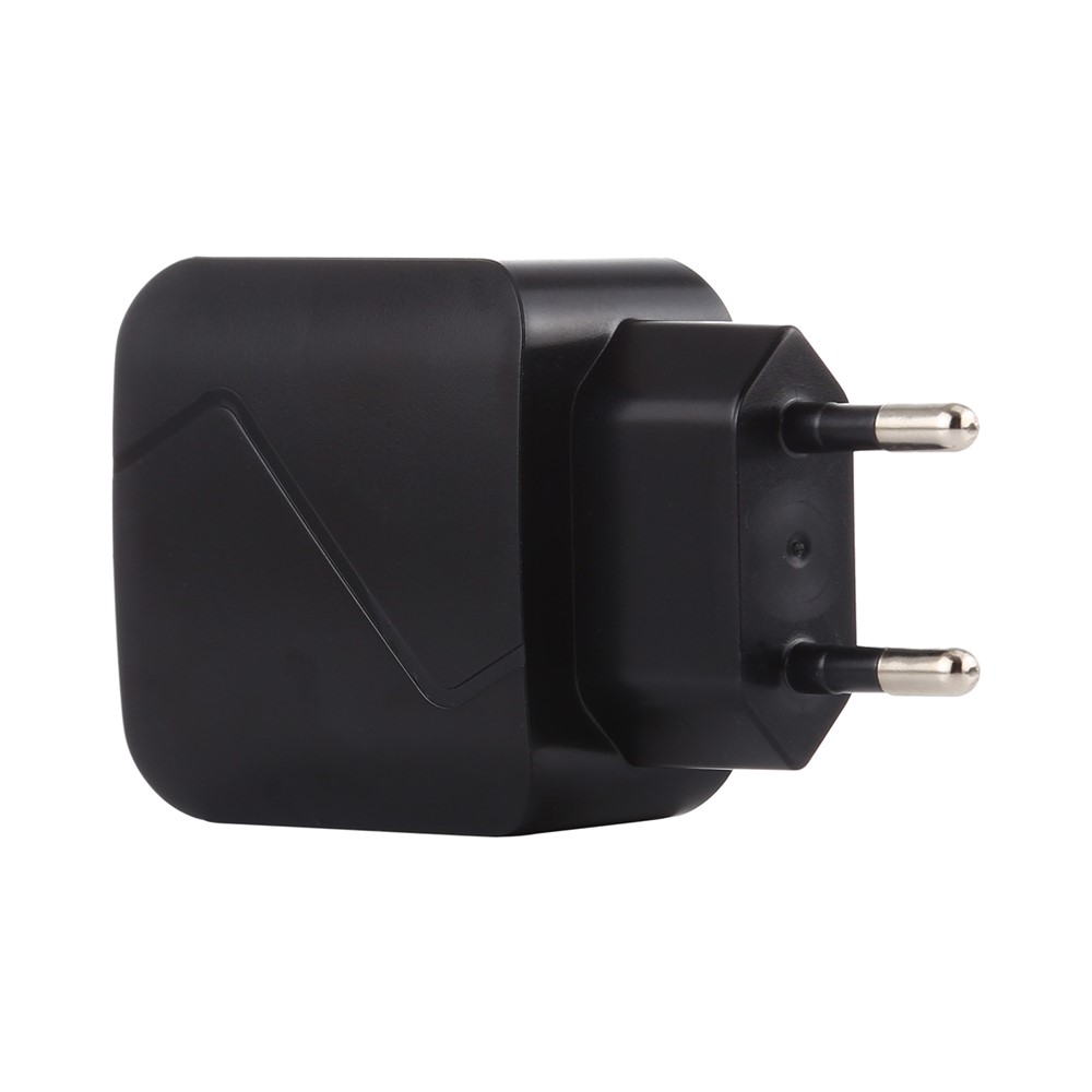 LZ-819 QC 3.0+PD 18W Tipo C Puertos Duales Cargador de Pared Adaptador de Potencia de Carga Rápida - Negro