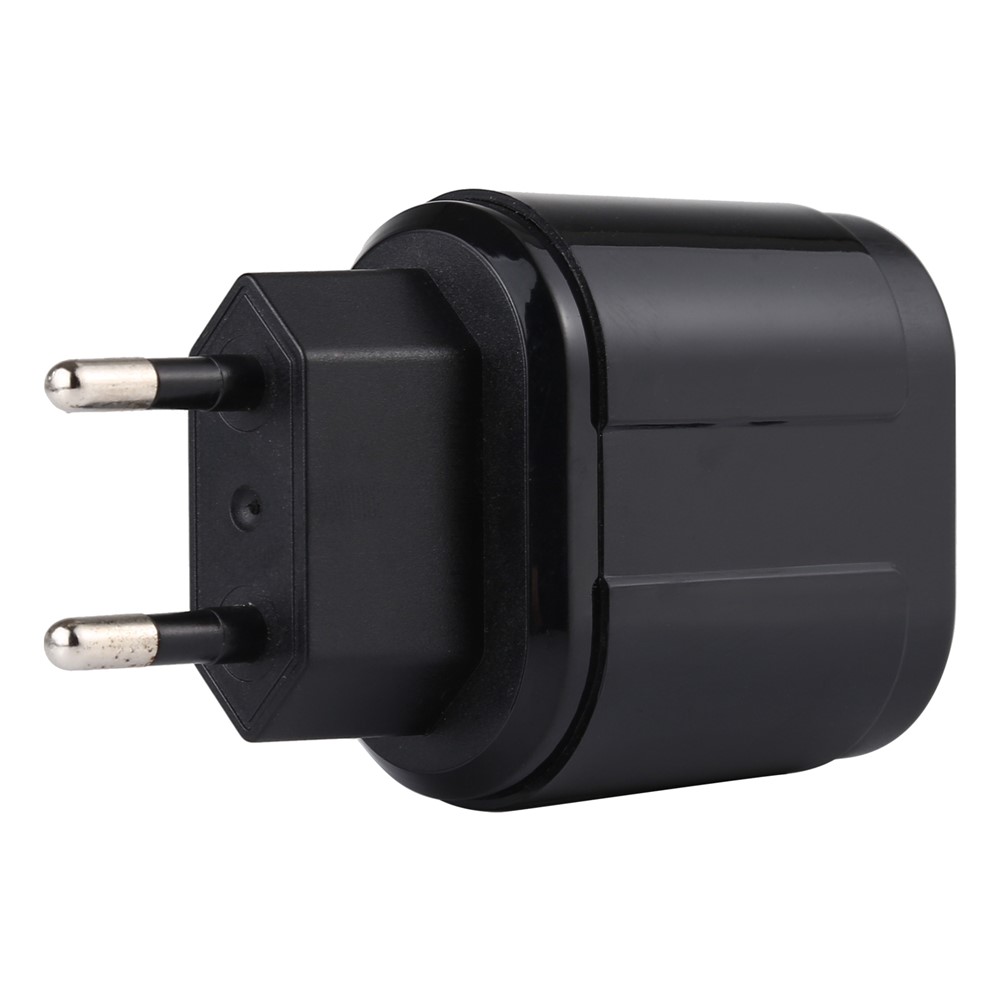 LZ-022 5V 2.4A Dual USB Ports Wall Charger Travel Power Adapter for iOS Android - Black-3