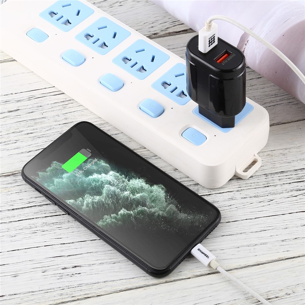 LZ-022 5V 2.4A Dual USB Ports Wall Charger Travel Power Adapter for iOS Android - Black-4