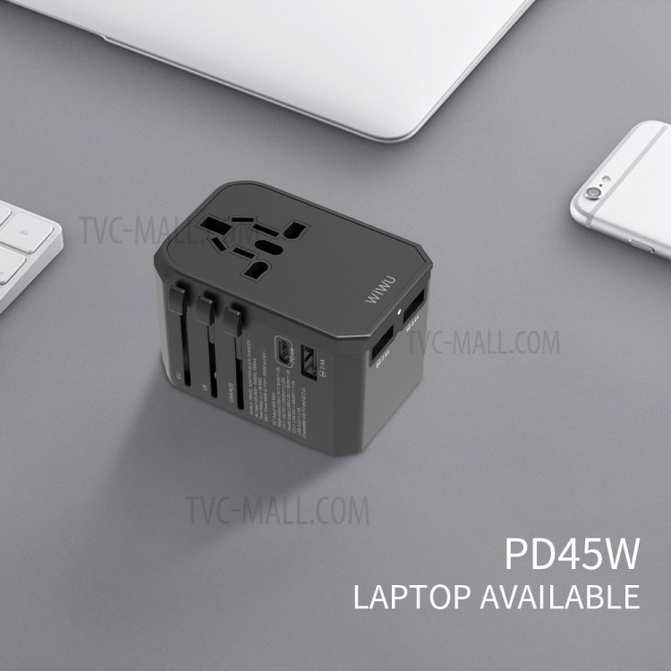 WIWU UA304 45W PD Universal Adaptateur De Voyage Chargeur Mural-4