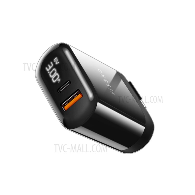 VISSKO HKL-USB57 QC 3.0+PD 3.0 Dual USB 18W Fast Charging Wall Charger Digital Display Power Adapter EU Plug for iPhone Samsung Xiaomi-2