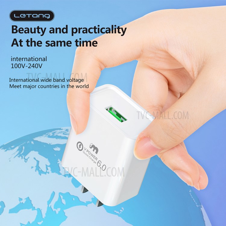 LETANG LT-CT-34 22.5W Quick Charge Wall Charger Travel Power Adapter - US Plug-7