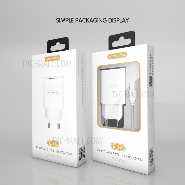 LETANG LT-TZ-14-V8 2.1A Wall Charger Adapter with Micro USB Charging Cable for Huawei Xiaomi - EU Plug-12