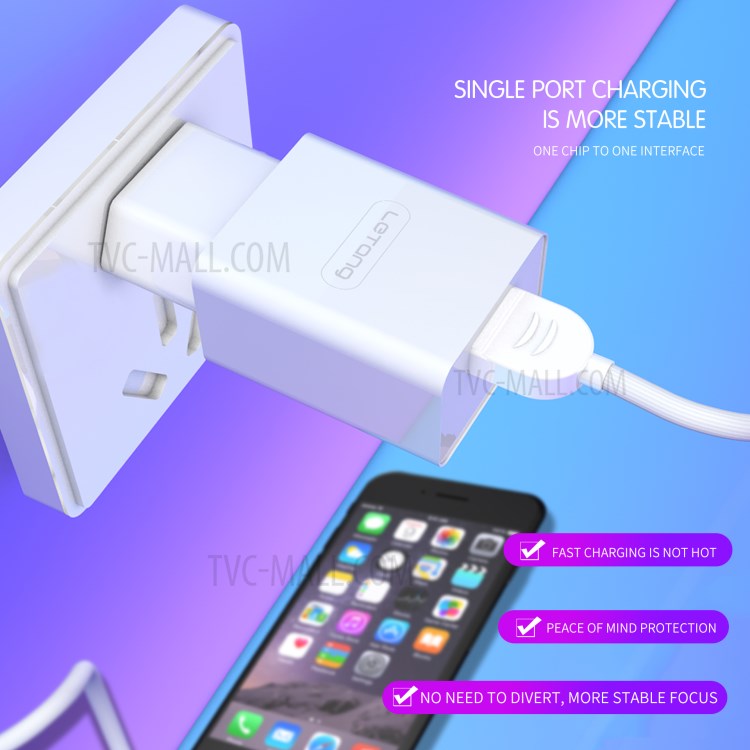 LETANG LT-TZ-14-V8 2.1A Wall Charger Adapter with Micro USB Charging Cable for Huawei Xiaomi - EU Plug-2