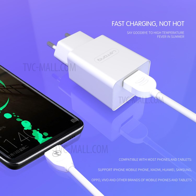 LETANG LT-TZ-14-V8 2.1A Wall Charger Adapter with Micro USB Charging Cable for Huawei Xiaomi - EU Plug-3