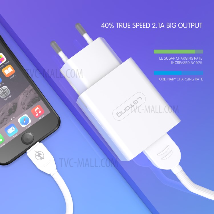LETANG LT-TZ-14-V8 2.1A Wall Charger Adapter with Micro USB Charging Cable for Huawei Xiaomi - EU Plug-7
