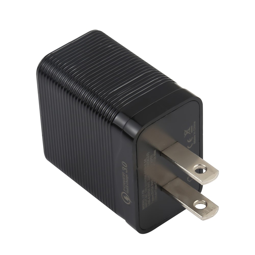 LZ-728 QC 3.0 USB+PD 20W Tipo-c Travel Wall Charger Cargo de Carga Rápida Adaptador de Teléfono Para Iphone Xiaomi - Black US Plug