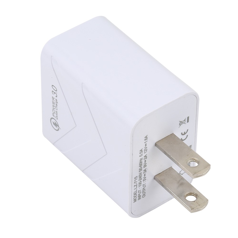 LZ-715 18W QC 3.0 USB Быстрая Зарядка Смартфона Зарядное Устройство Путешествие На Стену Адаптер Питания Для IPhone Huawei - Белый US Plug-2