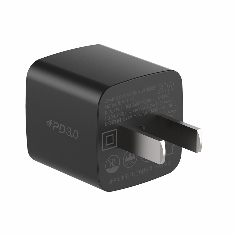 MOMAX USB-C PD 20W Home Travel Fast Charging Wall Charger Power Adapter CN Plug - Black-2