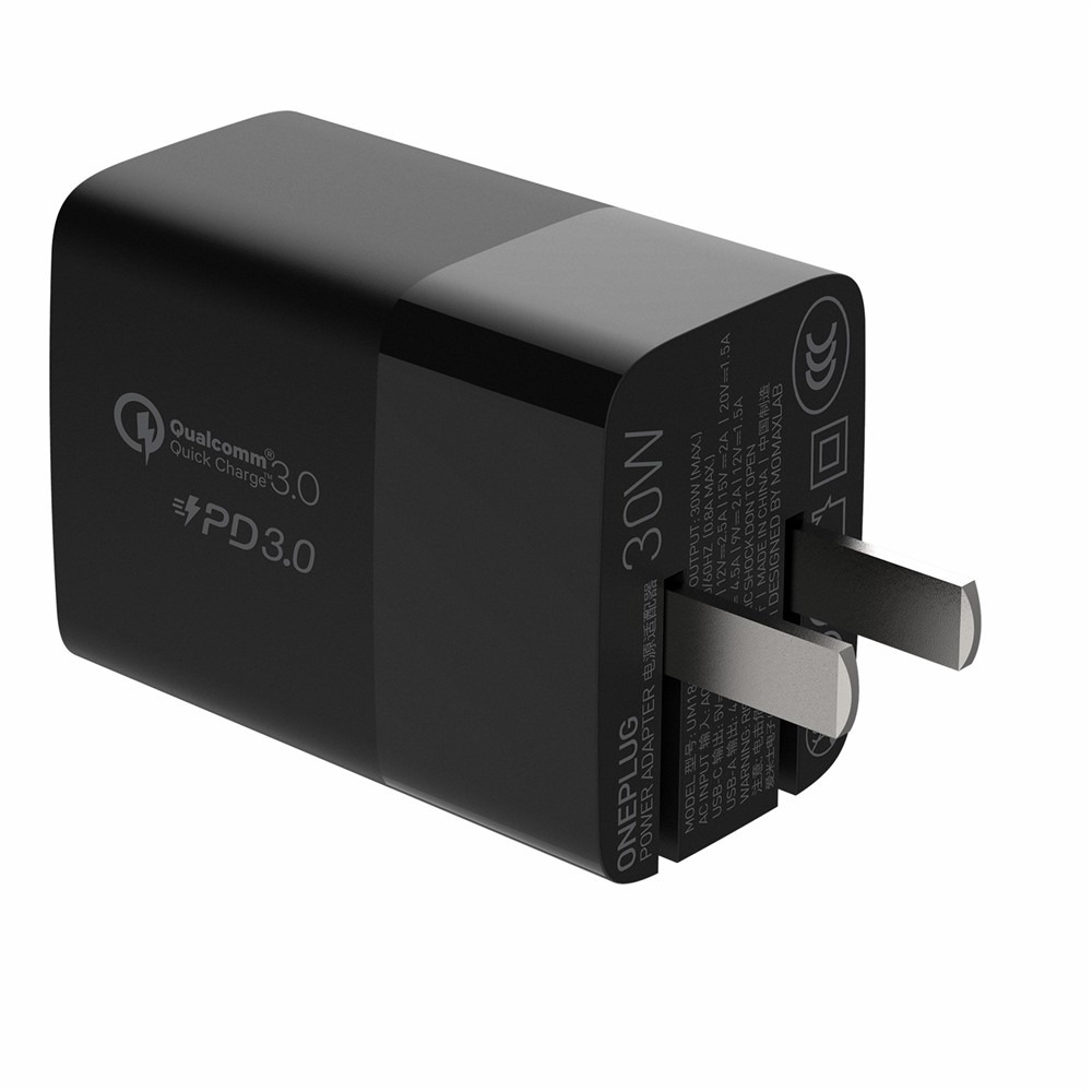 MOMAX PD QC3.0 30W Fast Charging Power Adapter Travel Wall Charger CN Plug - Black-2