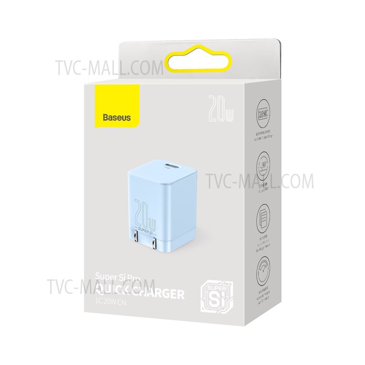 BASEUS Super Si Pro Quick Charger Type-C PD 20W CN Plug Power Adapter - Blue-13