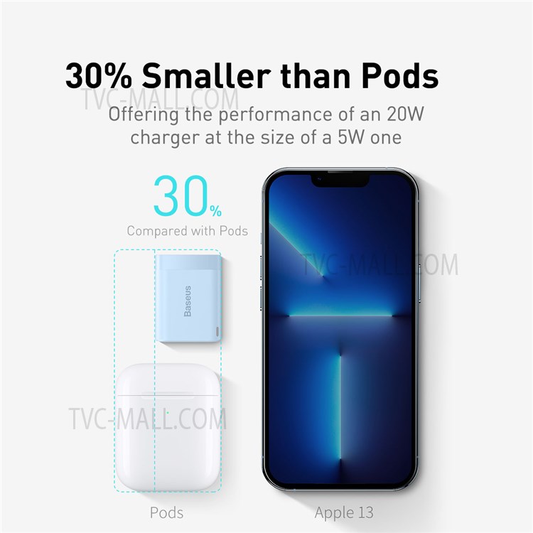BASEUS Super Si Pro Quick Charger Type-C PD 20W CN Plug Power Adapter - Blue-4