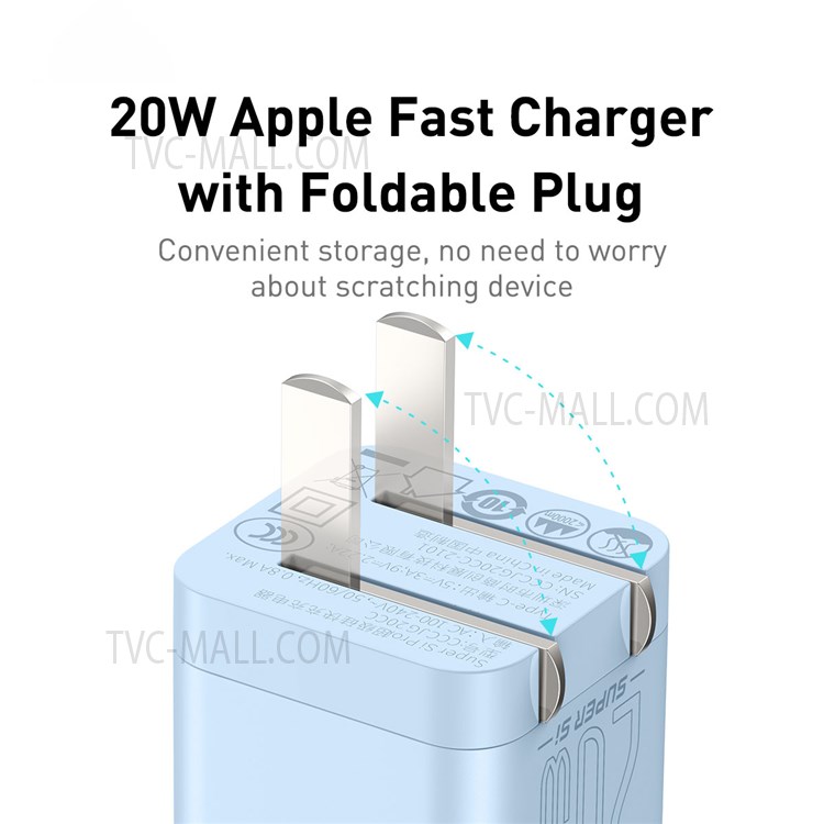 BASEUS Super Si Pro Quick Charger Type-C PD 20W CN Plug Power Adapter - Blue-5