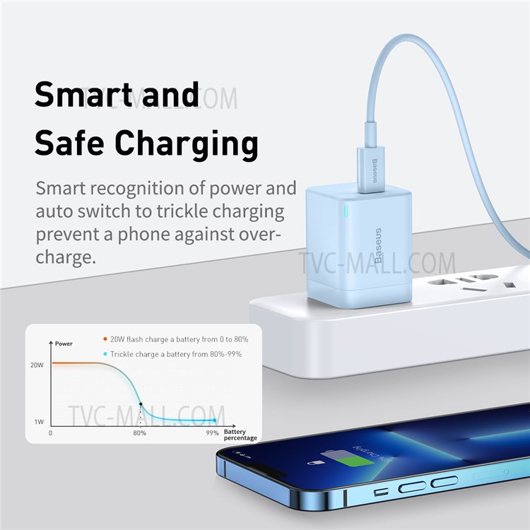 BASEUS Super si Pro Quick Charger Type-C PD 20W Adaptateur de Fiche CN - Bleu-7