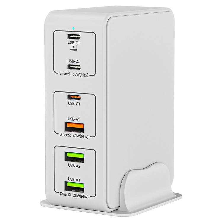 818H 120W PD Cargo Rápido Adaptador de Potencia Portátil 3 USB-C + 3 USB-A Travel Wall Carger - Blanco / Enchufe de la ue