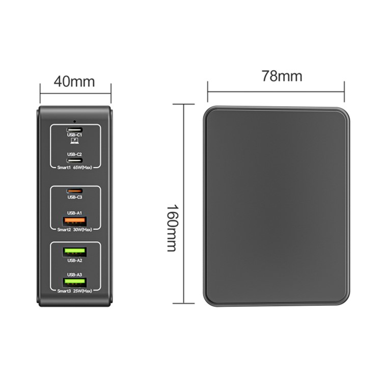 818H 120W PD Charging Fast Adaptador de Energia 3 USB-C + 3 Carregador de Parede de Viagem USB-A - Branco / Plugue da ue-8