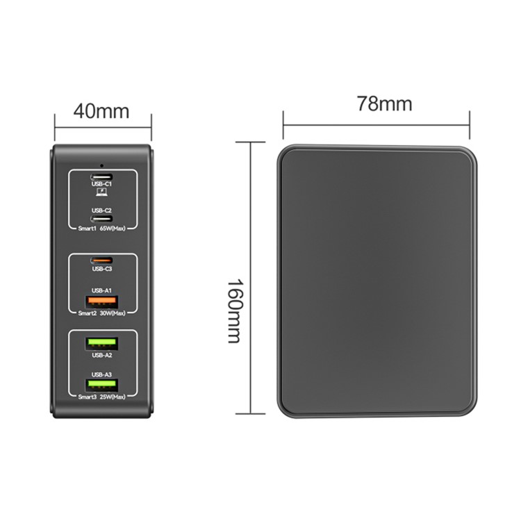 818H 120W PD Быстрая Зарядка Портативная Адаптер Питания 3 USB-C + 3 USB-A Travel Wall Charger - Белый / ес-8