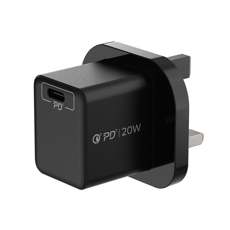 MOMAX 20W PD Fast Charger Single Type-C Adaptador de Energia de Carregamento - Preto / Plugue do Reino Unido-7