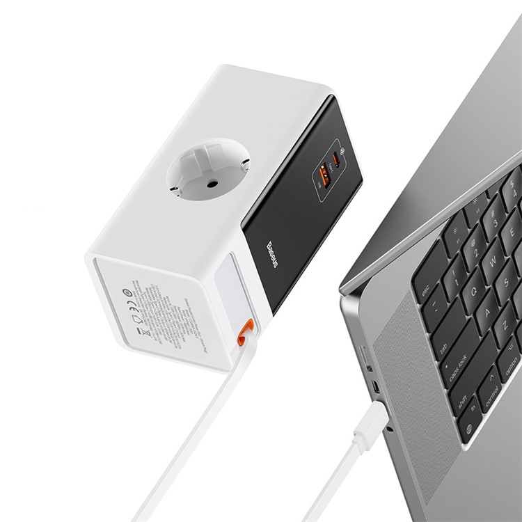 Baseus PowerCombo Power Strip 65W Smart Outlet Strip с 2ac+usb+type-c+выдвижной Кабель Типа-c, eu Plug (White)-8