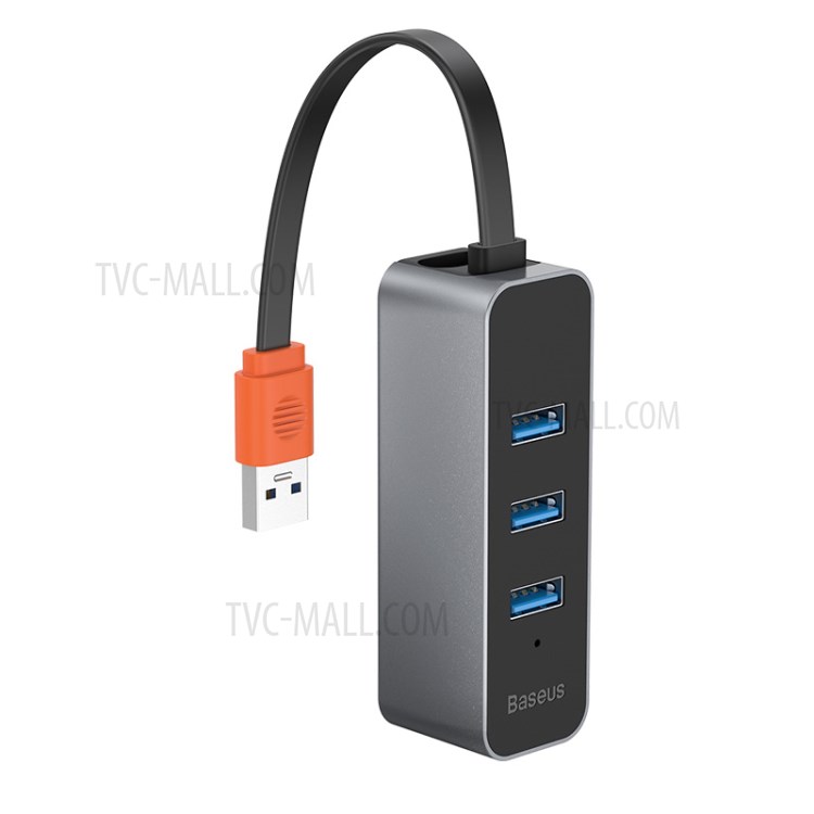 BASEUS Canhão Aço Série USB A Para USB 3.0 Adaptador * 3 + RJ45 HUB - Dray Escuro-11
