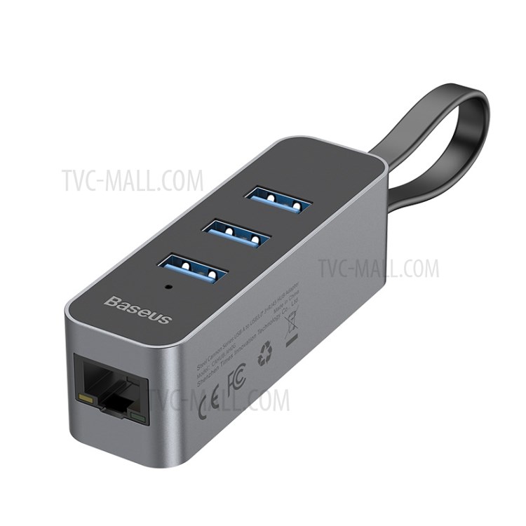 BASEUS Canhão Aço Série USB A Para USB 3.0 Adaptador * 3 + RJ45 HUB - Dray Escuro-13