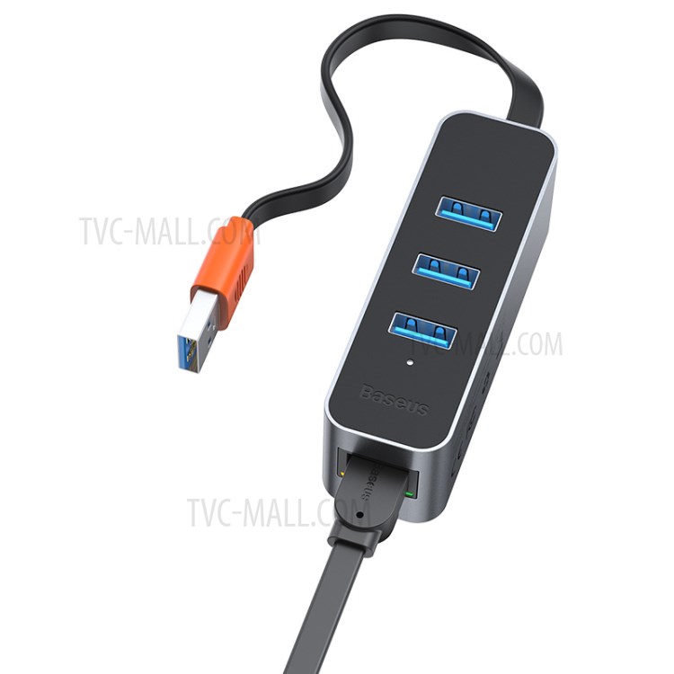 BASEUS Canhão Aço Série USB A Para USB 3.0 Adaptador * 3 + RJ45 HUB - Dray Escuro-15